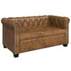 vidaXL Tweezitsbank Chesterfield-stijl kunstleer bruin
