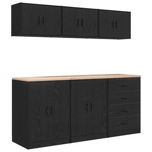 vidaXL Garagekasten 6 st spaanplaat zwart