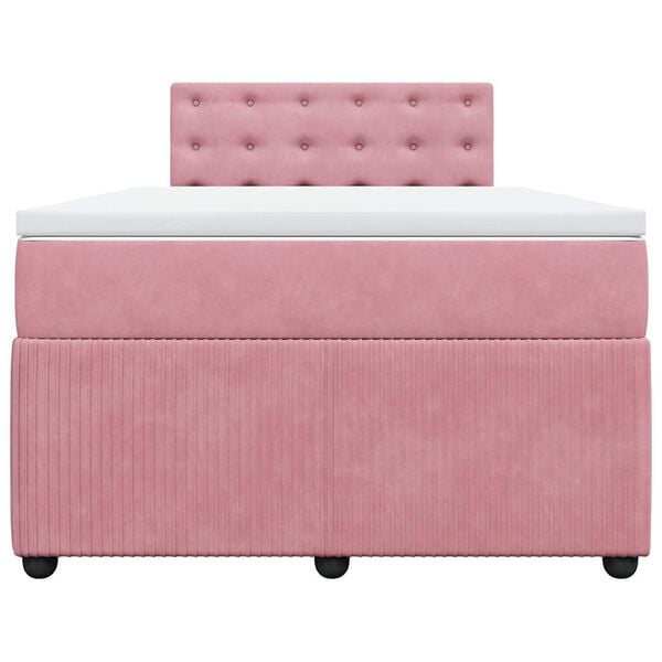 vidaXL Boxspring met matras fluweel roze 120x200 cm