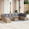 vidaXL Tuin Sofa Set met kussen 11 pcs beige en lichtgrijs Poly riet