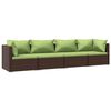 vidaXL 4-delige Loungeset met kussens poly rattan bruin