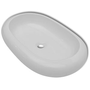 vidaXL Luxe keramische wasbak ovaal 63 x 42 cm (wit)