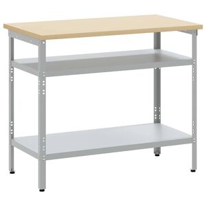 vidaXL Werktafel met plank Grijs en Beige 100 x 55 x 85 cm Staal