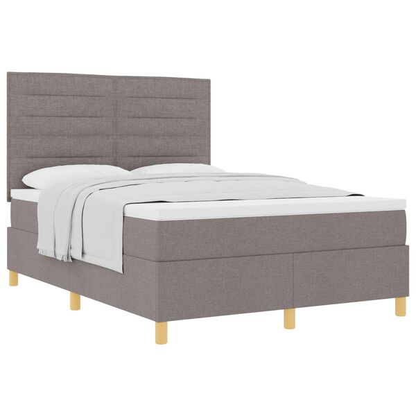 vidaXL Boxspringbed met matras met hoofdeinde Taupe 160 x 200 cm Stof