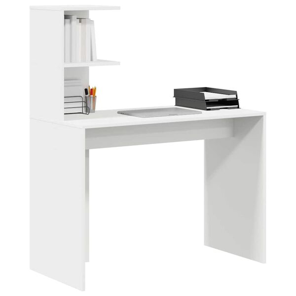vidaXL Bureau met plank met opslag Wit 102 x 50 x 124 cm Bewerkt hout
