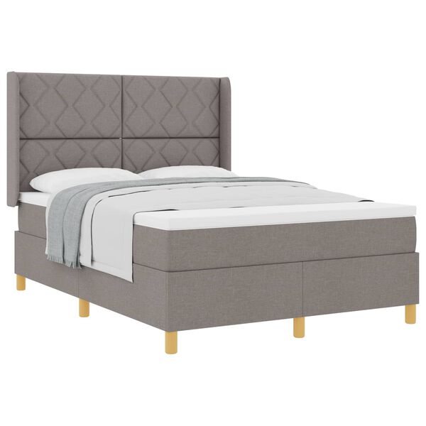 vidaXL Boxspringbed met matras met hoofdeinde Taupe 140 x 190 cm Stof
