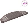 vidaXL Zelfklevende Trapmatten Halfrond 15 pcs Bruin 65 x 21 x 4 cm