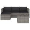vidaXL 3-delige Loungeset met kussens poly rattan grijs