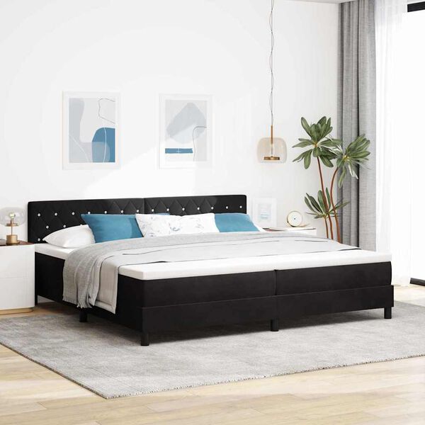 vidaXL LED Box Spring Bed met matras Zwart 200 x 200 cm Fluweel