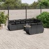 vidaXL 9-delige Loungeset met kussens poly rattan zwart