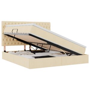 vidaXL Opslag bed met matras met matras Cr&egrave;me 160 x 200 cm Polyester