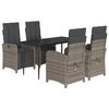 vidaXL 5-delige Tuinset met kussens poly rattan grijs