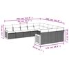 vidaXL 11-delige Loungeset met kussens poly rattan grijs