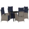 vidaXL Tuin eettafelset 5 st Grijs en zwart Rattan