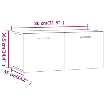 vidaXL Wandkast 80x35x36,5 cm bewerkt hout grijs sonoma eikenkleurig