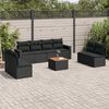 vidaXL 9-delige Loungeset met kussens poly rattan zwart