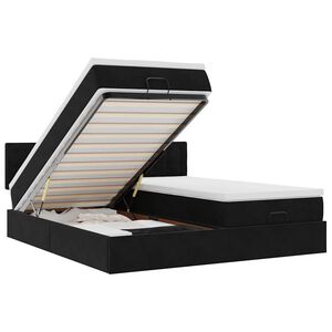 vidaXL Ottoman bed met matrassen en LED's 180x200cm fluweel zwart