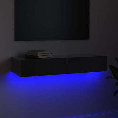 vidaXL Tv-meubel met LED-verlichting 90x35x15,5 cm hoogglans grijs