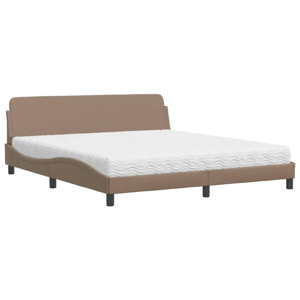 vidaXL Bed met matras "Dover" kunstleer cappuccinokleurig 180x200 cm