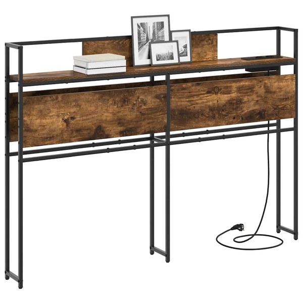 vidaXL Opberghoofdbord met plank Gerookt eiken 120 cm Bewerkt hout