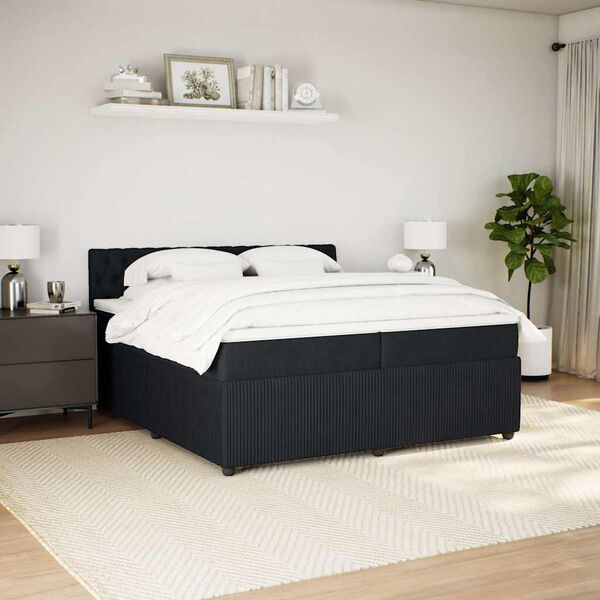 vidaXL Boxspring met matras fluweel zwart 200x200 cm