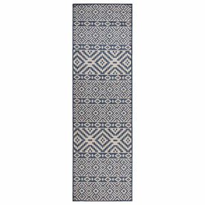 vidaXL Buitenkleed met patroon platgeweven 80x250 cm blauw
