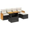 vidaXL 6-delige Loungeset met kussens poly rattan zwart