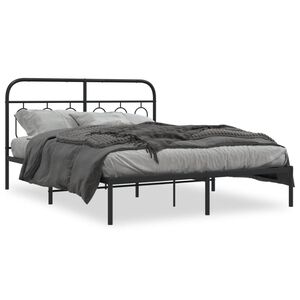 vidaXL Bedframe met hoofdbord metaal zwart 140x190 cm