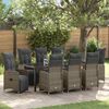 vidaXL Tuin Eetset met kussen 9 pcs Grijs Poly riet