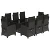 vidaXL 9-delige Tuinset poly rattan zwart