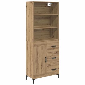 vidaXL Hoge kast Artisan Eiken 69,5 x 34 x 180 cm Bewerkt hout