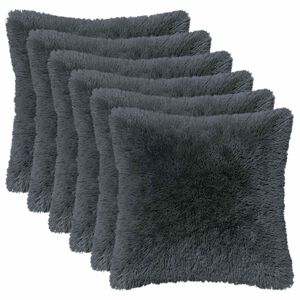 vidaXL Kussensloop 6 st HEERLEN Antracietkleurig 30 x 30 cm PV Fleece