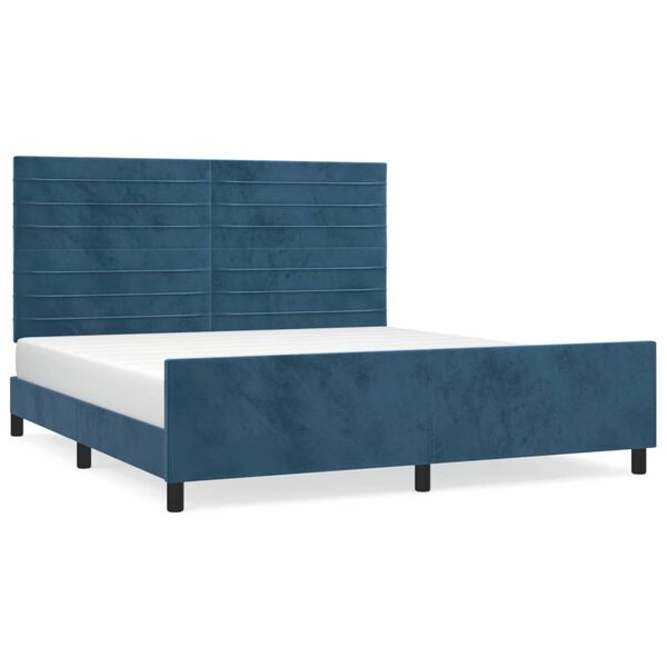 vidaXL Bedframe met hoofdeinde fluweel donkerblauw 180x200 cm