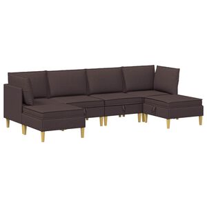vidaXL Modulaire Sofa Set met Opslag 6 st Donkerbruin Stof
