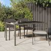 vidaXL Tuintafel 150x90x75 cm gehard glas en poly rattan grijs