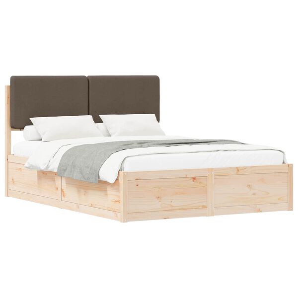vidaXL Bedframe met Gevoerd Hoofdgedeelte Taupe 160 x 200 cm