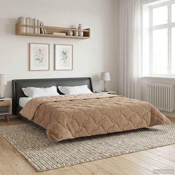vidaXL Zomer Dekbed Taupe 220 x 260 cm Microfiber en Teddy fleece