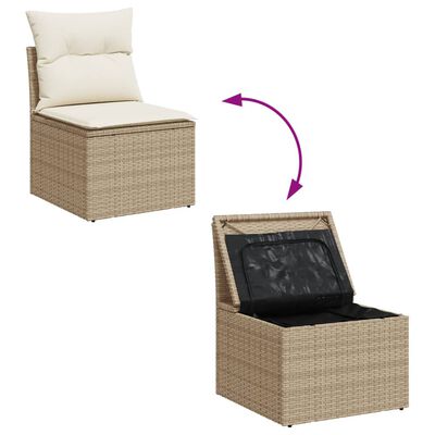 vidaXL 11-delige Tuinset met kussens poly rattan beige