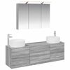 vidaXL Badkamermeubelset 4 pcs Grijs Sonoma Bewerkt hout en glas