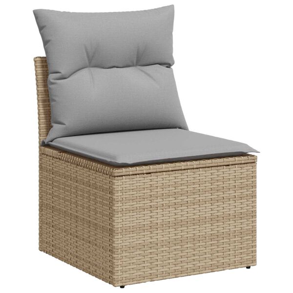 vidaXL Tuin Sofa Set met opslag 9 pcs Beige poly rattan