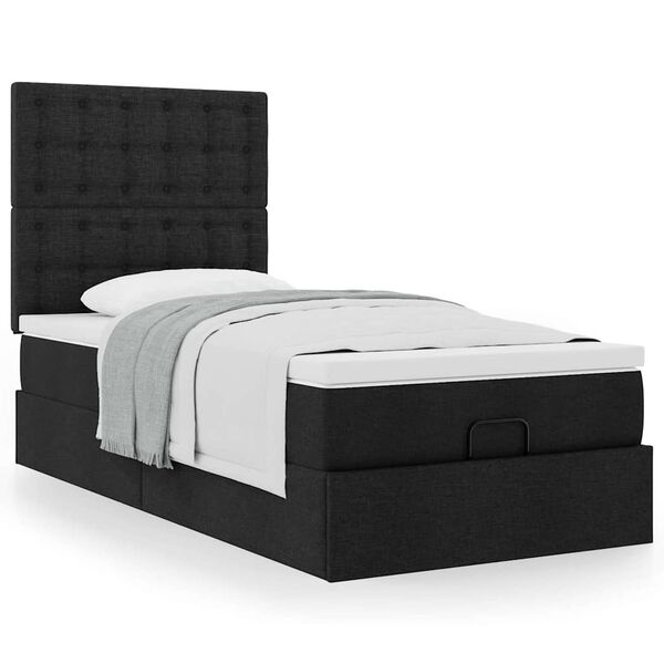 vidaXL Bed met matras 90x200 cm stof zwart