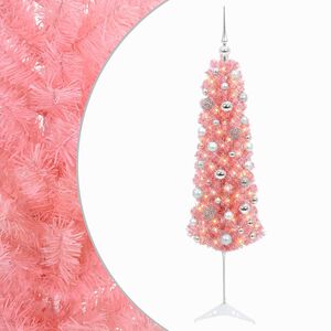 vidaXL Smalle kunstkerstboom met kerstballen 120 cm 150 LED's Warmwit