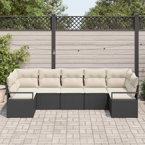 vidaXL Tuin Sofa Set 7 pcs Zwart Poly riet