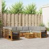 vidaXL Sofa-Sets 10 pcs Natuurlijk en Lichtgrijs Massief Acaciahout