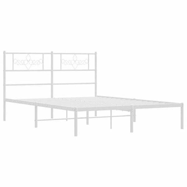 vidaXL Bedframe met hoofdbord metaal wit 135x190 cm
