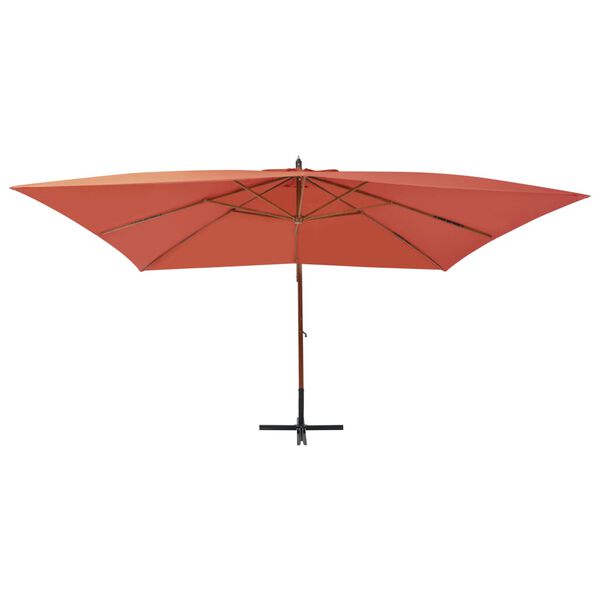 vidaXL Zweefparasol met houten paal 400x300 cm terracottakleurig