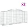 vidaXL Schanskorven 3 st gewelfd 200x30x80/100 cm gegalvaniseerd ijzer