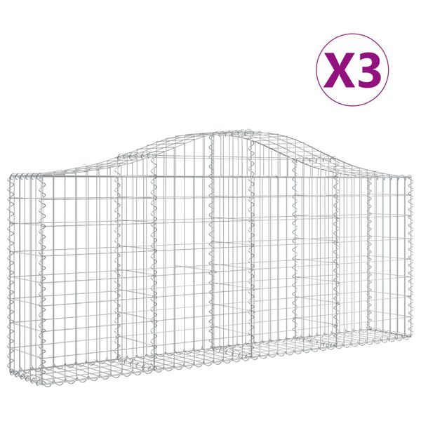 vidaXL Schanskorven 3 st gewelfd 200x30x80/100 cm gegalvaniseerd ijzer