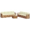vidaXL Sofa-Sets 9 pcs Natuurlijk en Cr&egrave;me Massief Acaciahout