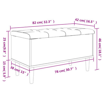 vidaXL Opbergbankje 82x42x46 cm bewerkt hout betongrijs